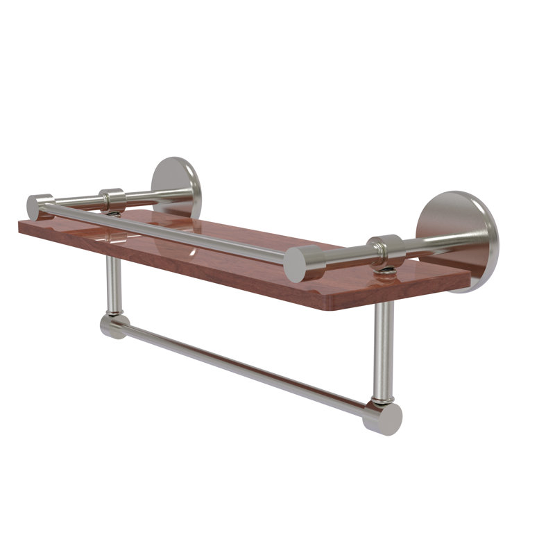 Dalston Bracket Shelf with Towel Bar, Satin Nickel, 5"H x 16" W x 5" D