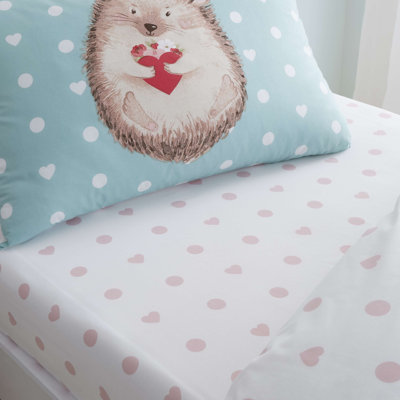 Catherine Lansfield Polka Dot Heart Easy Care Fitted Sheet