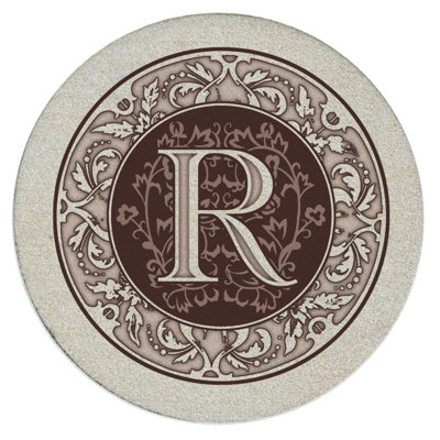 Ensemble de 4 sous-verres en grès naturel Lettre monogramme