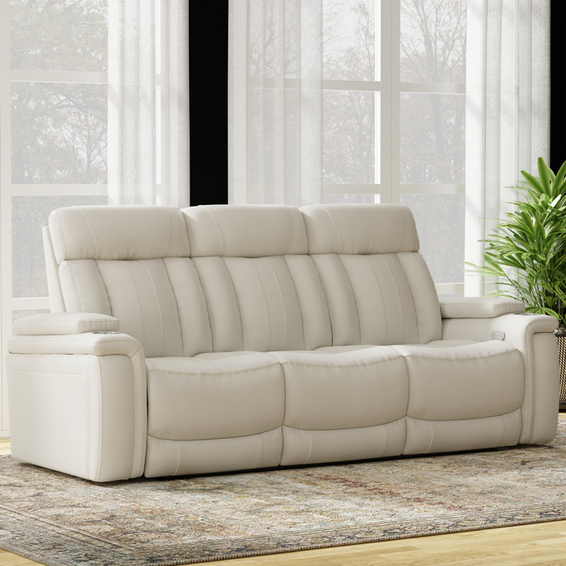 Batta 89'' Pillow Top Arm Reclining Sofa, White
