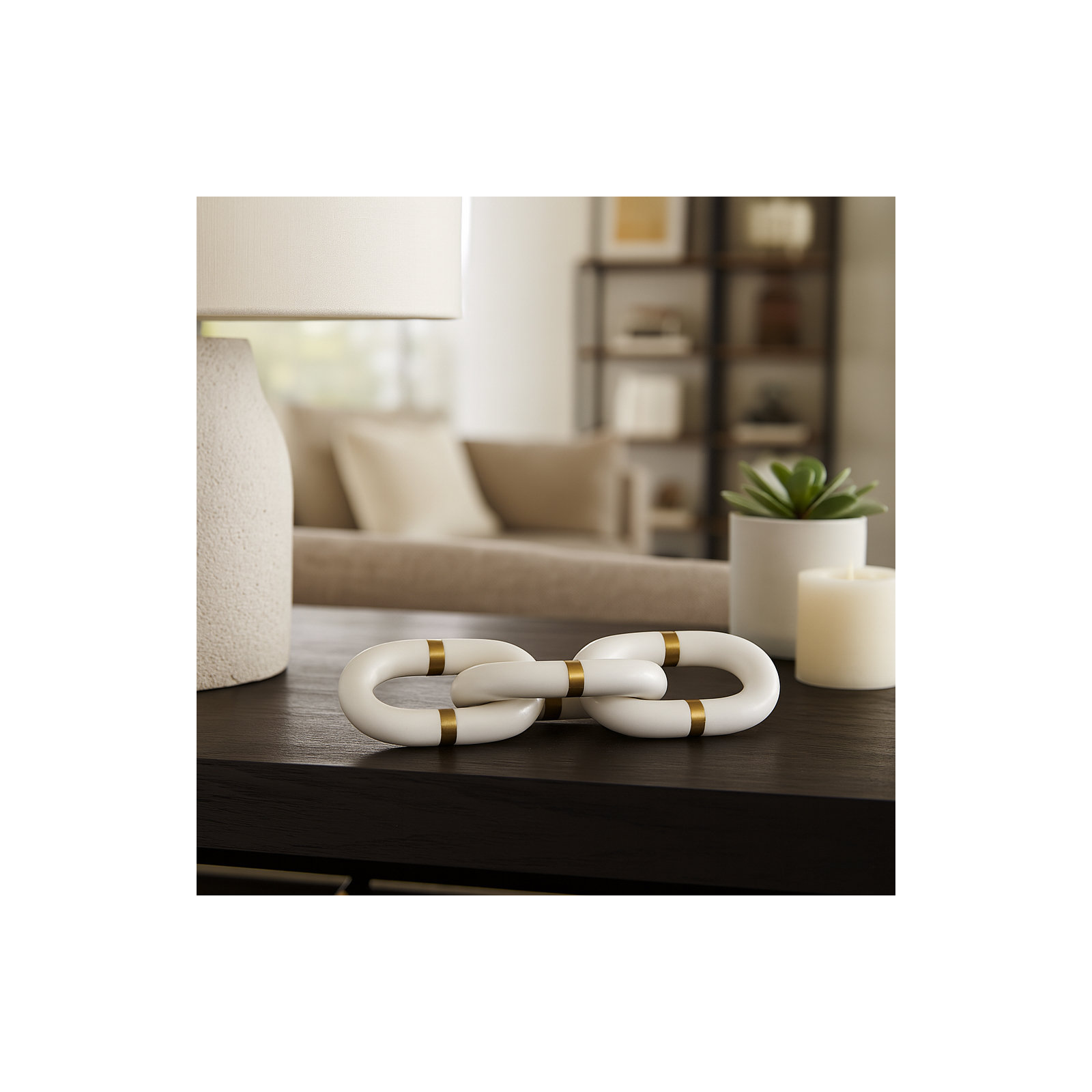 Yelena Interlocking Loop Statement Sculpture, White