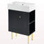 Meuble-lavabo noir 21,6 po, armoire combinée, meuble de rangement pour salle de bain, lavabo simple en céramique, rangement à droite-181113617