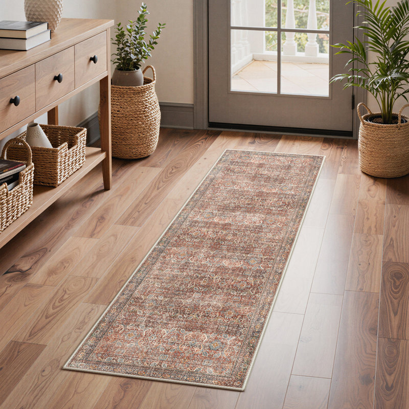 Tapis rouge brique Abastos Performance Performance, Tapis de couloir 2 pi x 5 pi, Rouge / brique