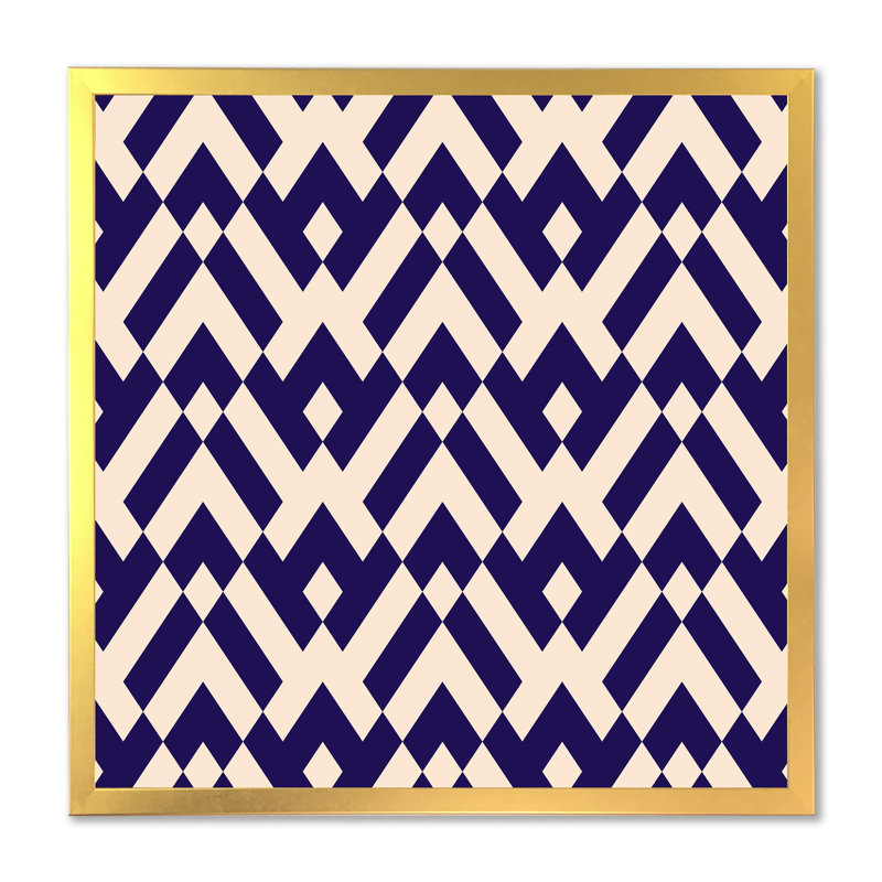 «Blue and Pink Geometrics», reproduction d'art sur toile à motifs, H 36 po x l 36 po x P 1 po, Cadre photo doré