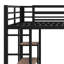 Lit mezzanine en métal avec bureau intégré et tablettes de rangement