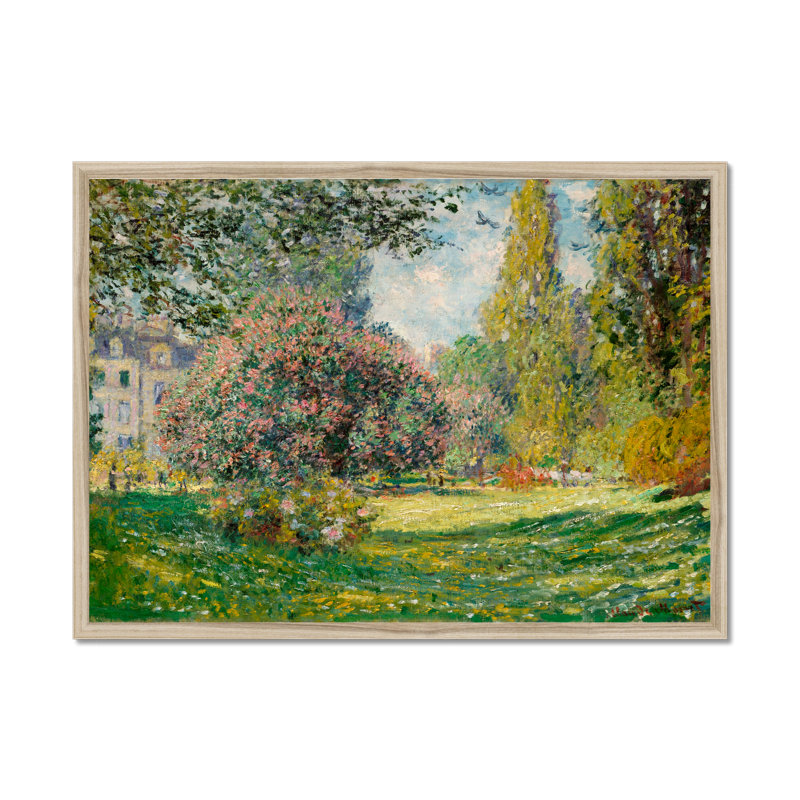 Landscape-The Parc Monceau by Claude O. Monet - Wrapped Canvas Painting, Black Floater Framed, 81cm H x 122cm W x 3.8cm D