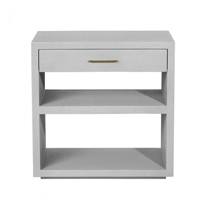 Livia 1 - Drawer Solid Wood Nightstand, Light Gray/Antique Brass