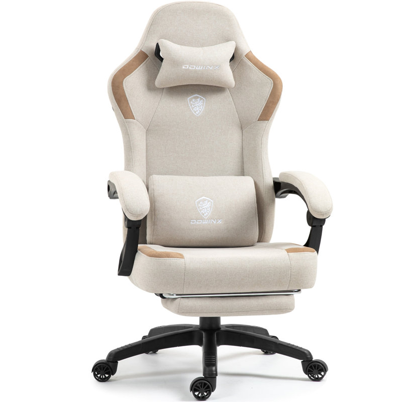 Dowinx Fabric Gaming Chair with Pocket Spring Cushion, Breathable Computer Chair, 300Lbs, Beige
