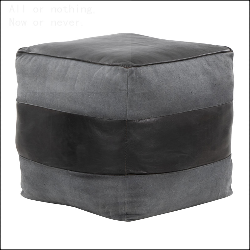 Repose-pieds en cuir et toile, Gris
