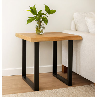 Sycamore Rustic Solid Wood End Table With Live Edge In A Natural Finish