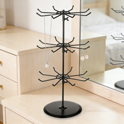 Heavy Duty 3-Tier Rotating Display Stand With Adjustable Height - 360-Degree Spinning Retail Merchandiser For Jewelry, Keychains, And Accessories