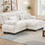 Canapé modulaire en L avec repose-pieds en L avec repose-pieds, canapé en chenille 2 places pour le salon, comprend 2 coussins lombaires et 2 coussins décoratifs, accoudoirs rembourrés-881620790