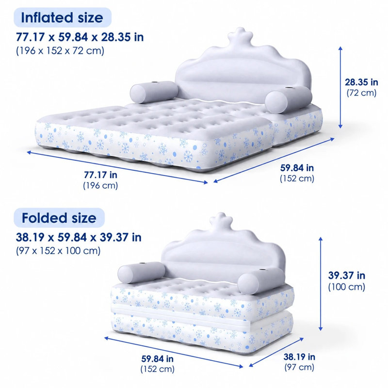 Canapé-lit gonflable de Noël avec matelas pneumatique et pompe à air électrique, bleu foncé, Bleu très foncé