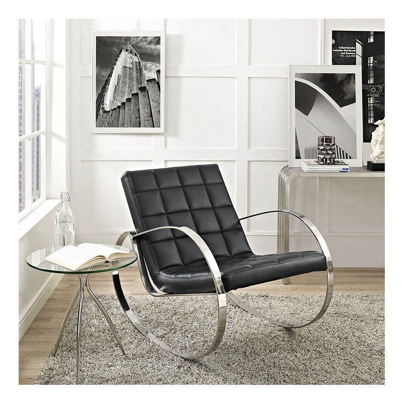 Méridienne Modway Gravitas, Similicuir noir