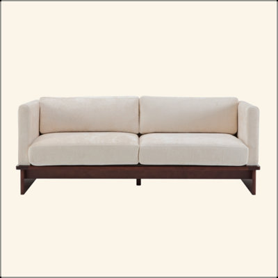 77 In. Square Arm Modern 3 Seater Boucle Sofa Upholstered Couch With Solid Wood Base