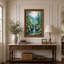 «Green Forest Waterfall Over Rocks», art mural sur toile-587594278