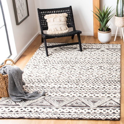 Ramona Southwestern Handmade Tufted Wool/Cotton Ivory/Grey Area Rug