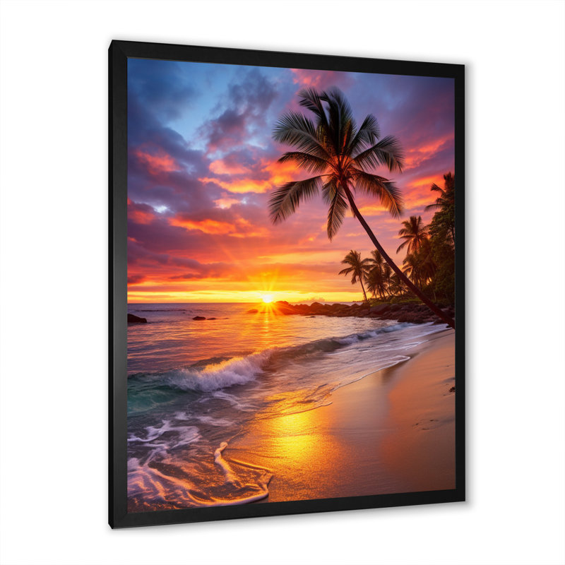 Photo de plage Sunset Sunset Serenade - Décoration murale nautique et plage, Cadre simple noir, L 12 po x H 20 po x P 1 po