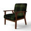 Fauteuil d'appoint rembourré à motif tartan vert et orange Fetullah-384490241-384490240