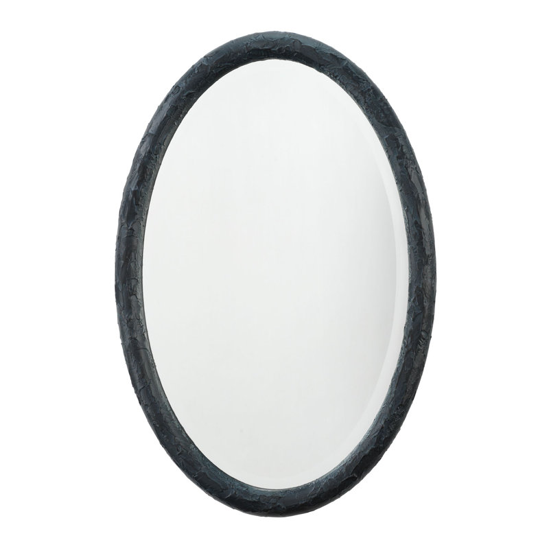 Charcoal Oval Wood Wall Mirror with Beveled Glass