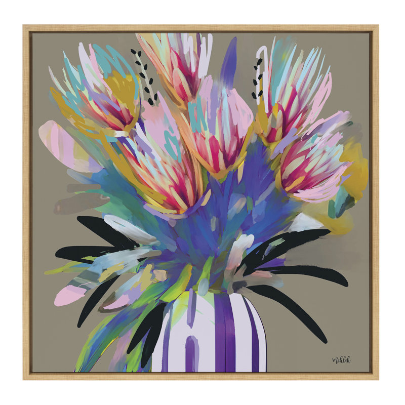 Bright Flowers by Inkheart Designs Framed Canvas Wall Art Print, Naturel