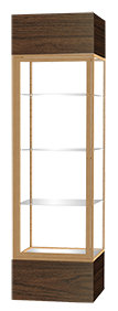  Vitrines en aluminium illuminé H 80 po x l 24 po Keepsake Series, Noyer, Bronze foncé, Harwich