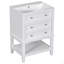 Meuble-lavabo 24 po avec lavabo, armoire de rangement avec tiroir et tablette ouverte, structure en bois massif, blanc