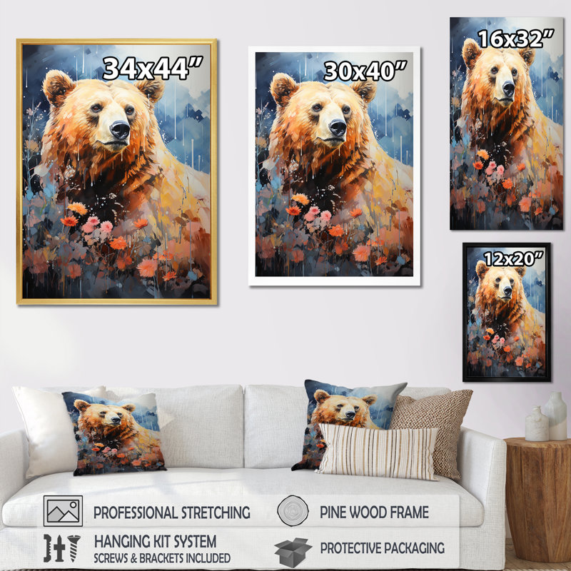" Abstract Bear Habitat ", Black Picture Framed, 32" H x 24" W x 1" D