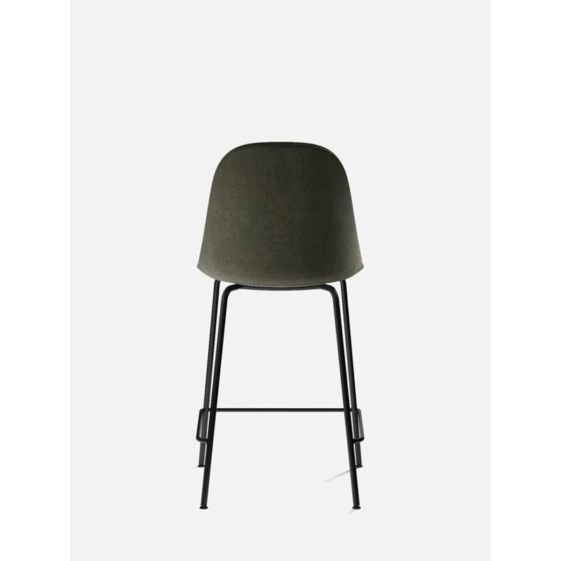 Harbour Upholstered Bar Stool with Metal Frame, Dakar 0842 Black Genuine Leather, Counter Stool (24.8" Seat Height)