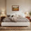 Lit plateforme tapissier avec deux coussins amovibles Boucle