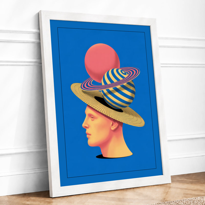 Head in Geometry Geometric - Framed Print, A1 - 84.1 x 59.4 cm, White