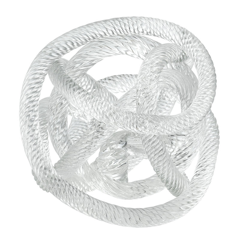Dominico Glass Rope Desk Accessory Sculpture, 7.87" H x 7.87" W x 7.87" D