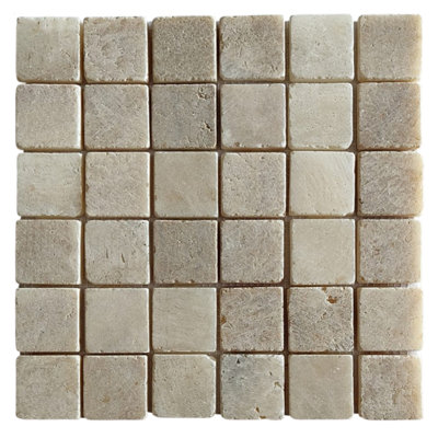 CNK Tile Mix Quartz Square 2x2 Marble Mosaic Tile - Carton of 11 Sheets (11 Sq Ft)