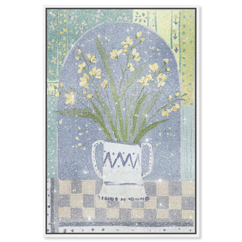 Daylilies In A Vase Print by Oliver Gal, 31"H x 21"W, White Floater Frame