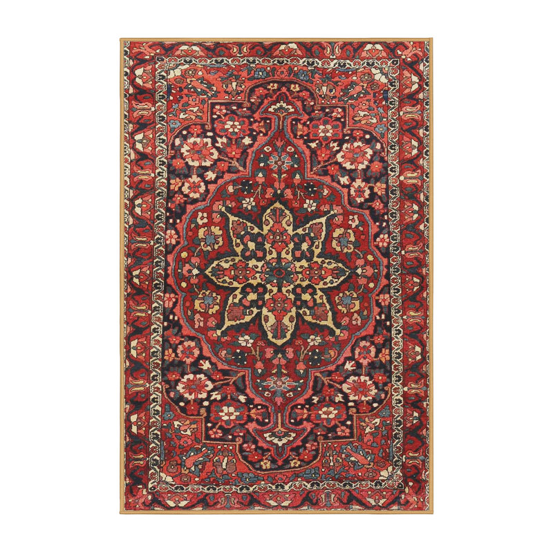 Tapis traditionnel rouge / noir, Rectangle 2 pi x 5 pi