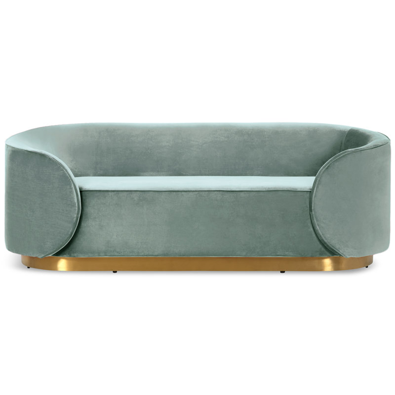 Canapé à accoudoirs carrés en velours de 85 po Dunford, Bleu pâle