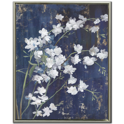Navy Blossoms II Canvas Wall Art