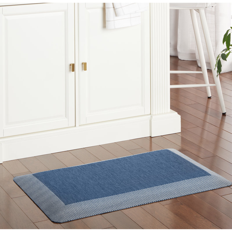 Martha Stewart Mira Modern Heathered Anti-Fatigue Air-Infused Kitchen Mat, Rectangle 1' 63" x 2' 26'', Navy Blue