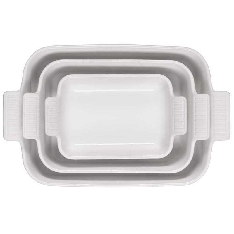Le Creuset Stoneware 3 Piece Baking Dishes, White