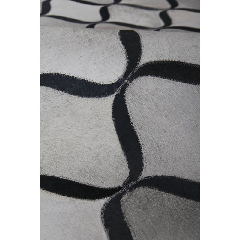 Natural Hide Cowhide Geometric Area Rug, Rectangle 11'6" x 14'6"