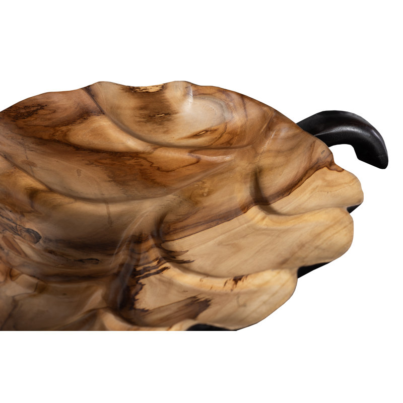 Leaf Bowl, Teak Wood, Black & Natural, Black/Natural
