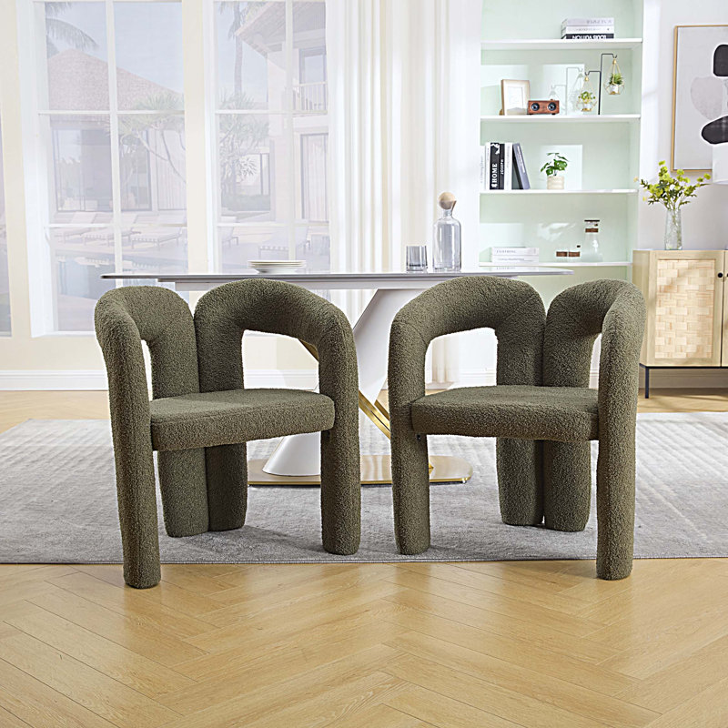Upholstered Dining Chairs Set of 2, Olive Green