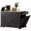 Table pour îlot de cuisine, cannelée avec armoire de rangement pour poubelle, prise de courant, support de rangement interne, roulettes sur 5 roulettes avec 3 tiroirs, 3 tablettes latérales ouvertes-2139798380