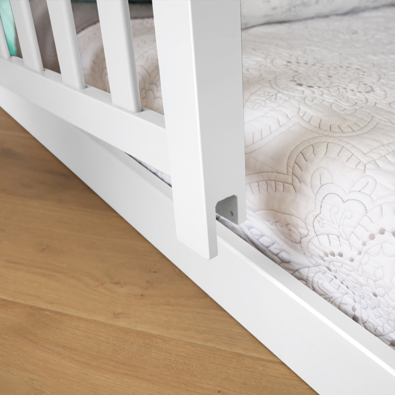  Ameya Twin Solid Wood Platform Bed with Guard Rail, White