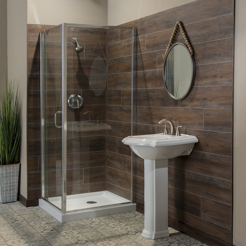 Palisade Plank Tile Shower and Tub Surround Kit, Oak Mocha