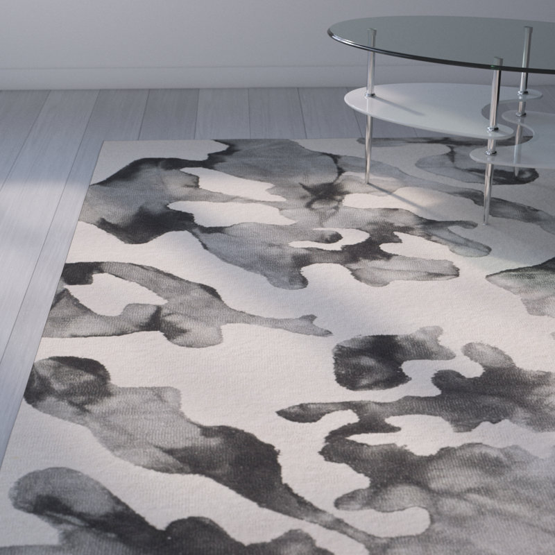 Tapis gris en laine touffeté à la main Falmer, Rectangle 5 pi x 8 pi
