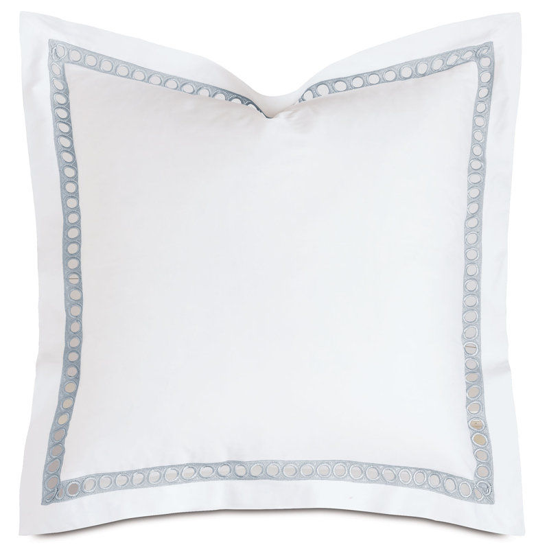 Celine Cotton Pillow Sham, Euro, White/Silver