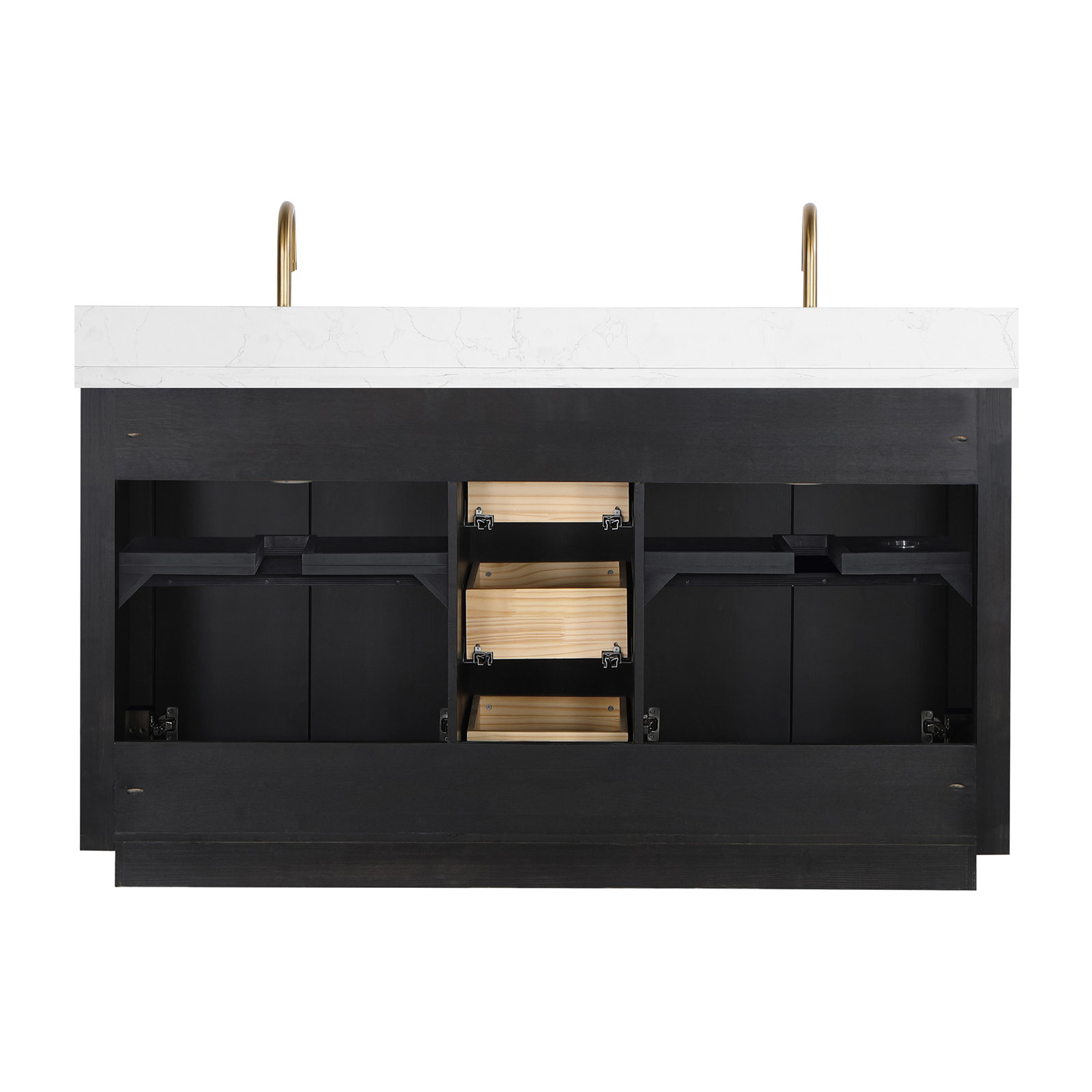 Adela 60'' Double Bathroom Vanity, Black, White, Gold