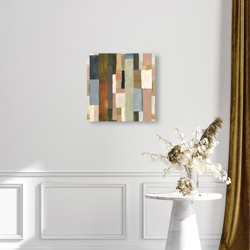 Beige Blocks II Canvas Abstract Print by Oliver Gal, Black Frame, 12 x 12, 20"H x 20"W, Canvas Unframed