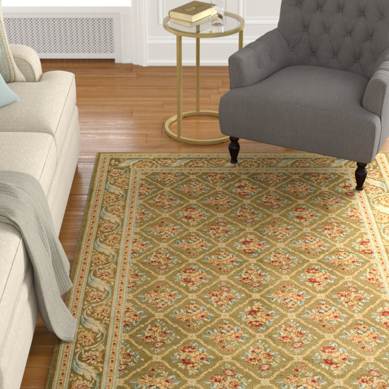 Tapis oriental vert Fransen, Rectangle 8 pi 9 po x 12 pi